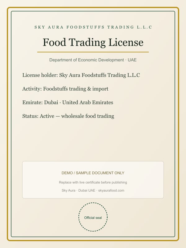 Demo — UAE Food Trading License