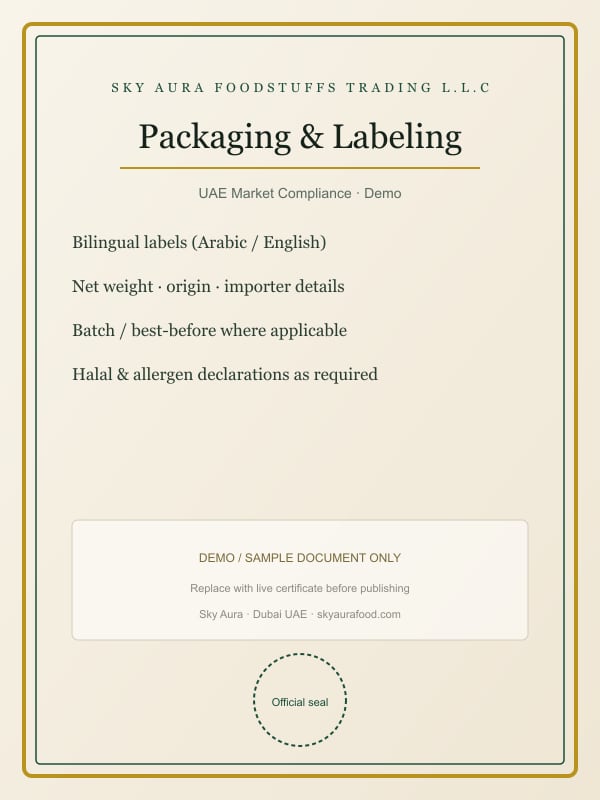 Demo — Packaging and Labeling compliance