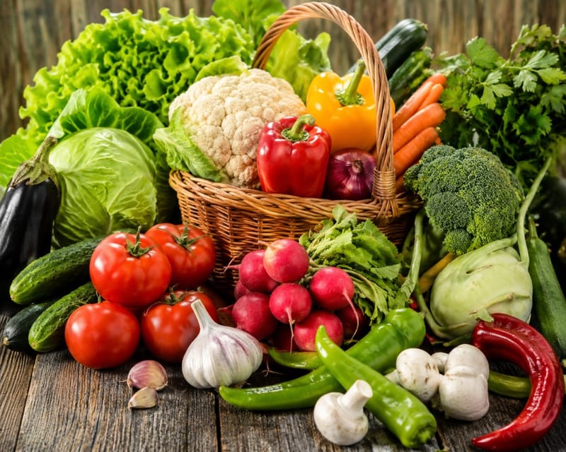 Fresh greens and vegetables quality display